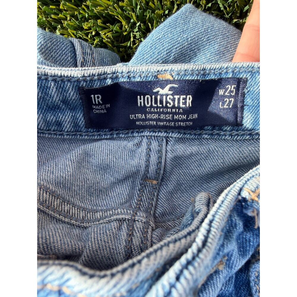 Hollister Ultra High-Rise Mom Jeans Black Stretch Distressed Denim Women 25x27 - Picture 5 of 5